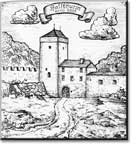 Alte Zeichnung des Hallturms